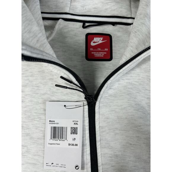 Nike Tech Sports Fleece Zip Up Hoodie Grey Men's Size 2XL - Picture 6 of 13